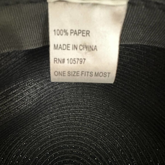 Black Straw Sun Hat Floppy Raffia Cute Silver Chain Great Sun Protection #B07 - Picture 6 of 6